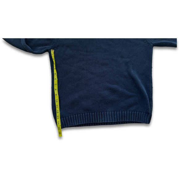 Structure Brand Small Navy Cotton Sweater Slit V Neck Pullover - Picture 8 of 9